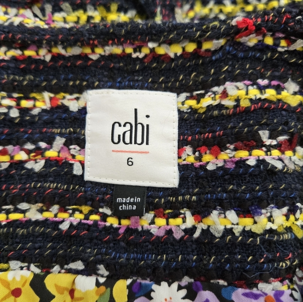Cabi Headliner Multicolor Striped Long-Sleeve Knit Jacket With Floral Buttons. - Picture 10 of 15